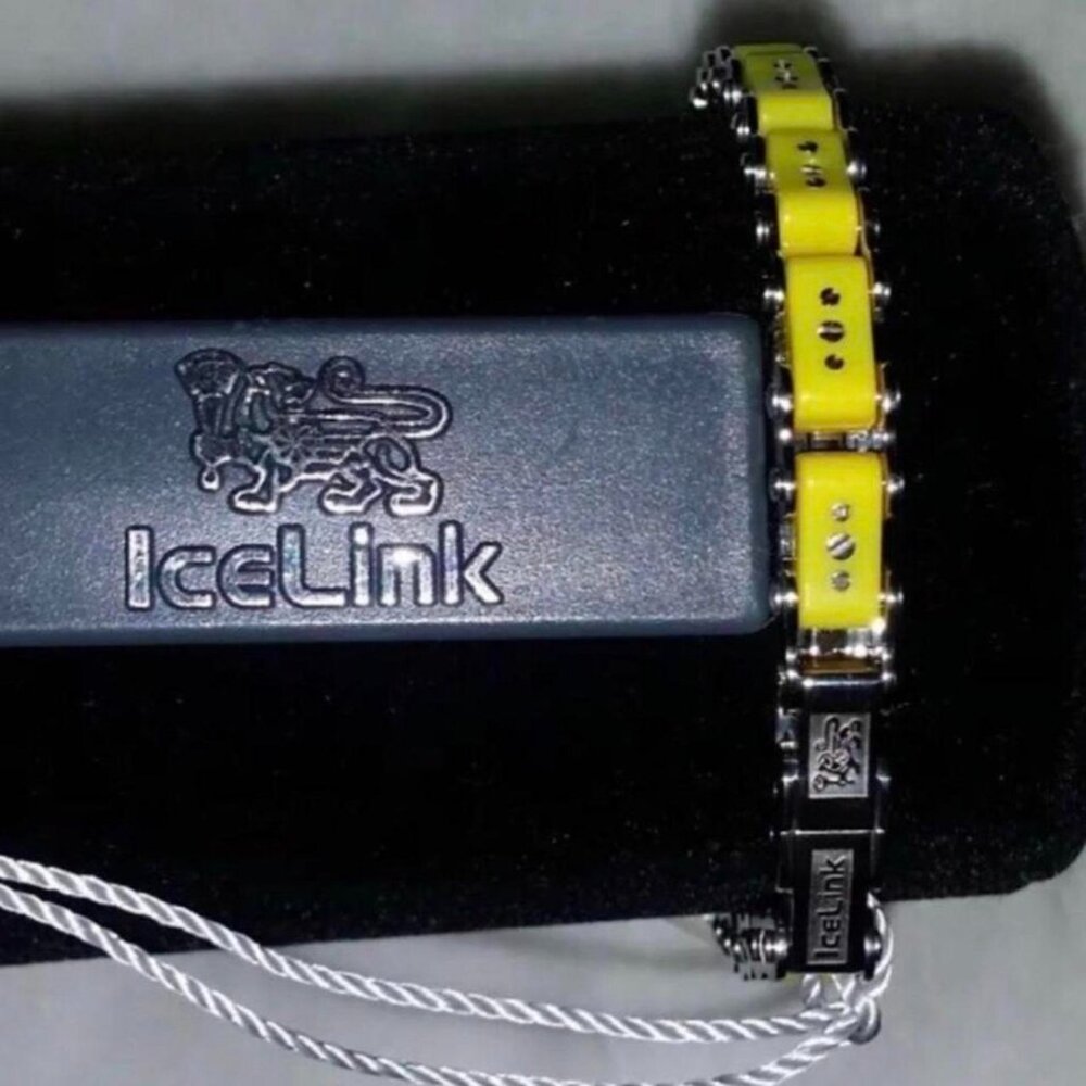 IceLink Patented Bicycle Bracelet – 15 Yellow Links, 7.5” (Brand New)